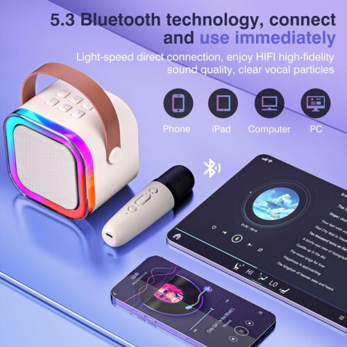 Karaoke Rinkinys su Nešiojama Bluetooth Kolonėle ir Mikrofonais