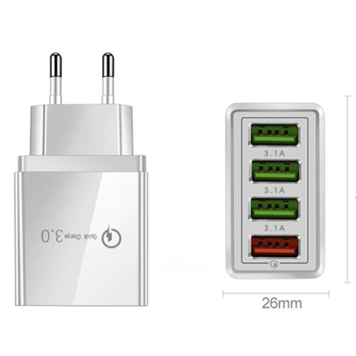 Sieninis įkroviklis Quick Charge 3.0 4x USB