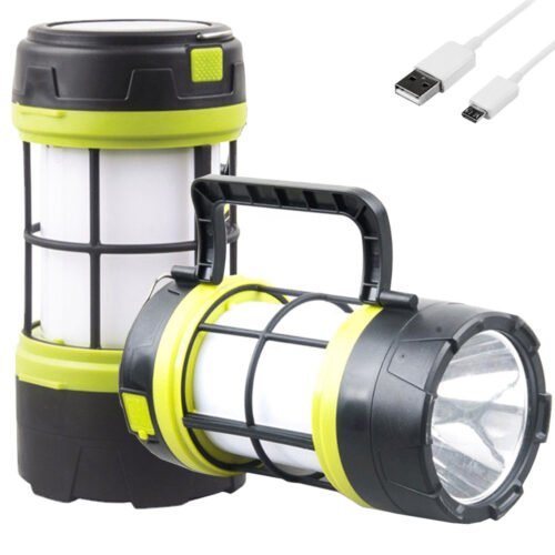 LED stovyklavimo lempa su saulės baterija