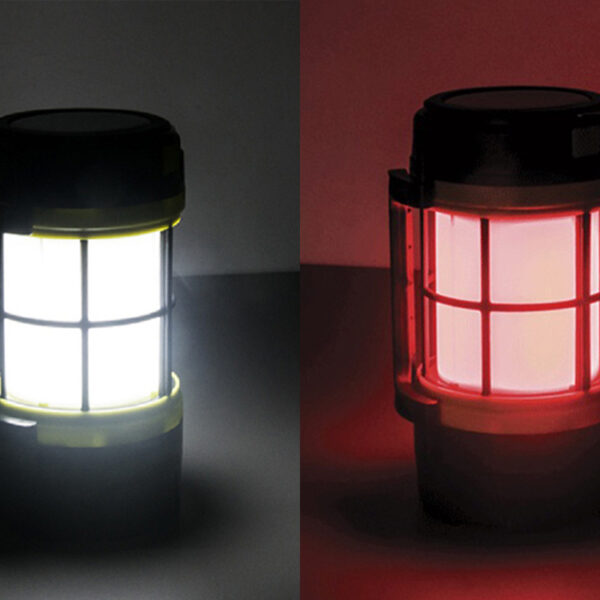 LED stovyklavimo lempa su saulės baterija