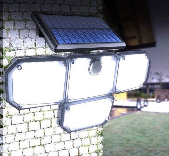 LED soliarinis lauko šviestuvas 4x su saulės baterija