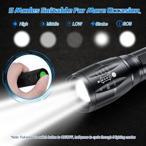 Taktinis įkraunamas LED UV žibintuvėlis 2in1