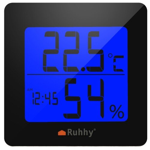 Temperatūros ir drėgmės matuoklis su laikrodžiu bei žadintuvu